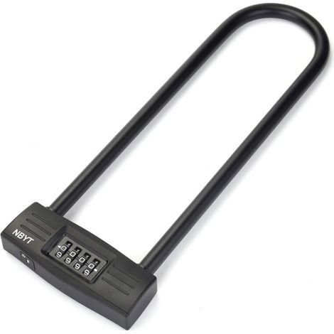 Cadenas à combinaison en U - Réinitialisable - Sécurisez votre moto, vélo ou clôture avec cette anse solide. Également parfait comme serrure de porte de bureau, serrure longue de porte ou serrure (1/5)