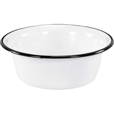 Bol émaillé, en blanc, contour noir, Ø au choix, 16 cm (1/2)