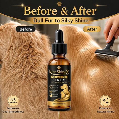 KineShineX Tierhaarpflegeserum, geeignet für Katzen und Hunde, für glattes und glänzendes Fell (1/4)