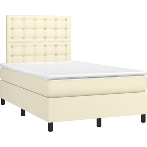 Cama box spring colchón y LED cuero sintético crema 120x200 cm vidaXL (1/4)
