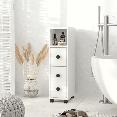 Support Papier Toilette - Porte-Papier Toilette - 3 Niveaux + Sortie Papier Panneaux Aspect blanc - Armoire pour Papier Toilette