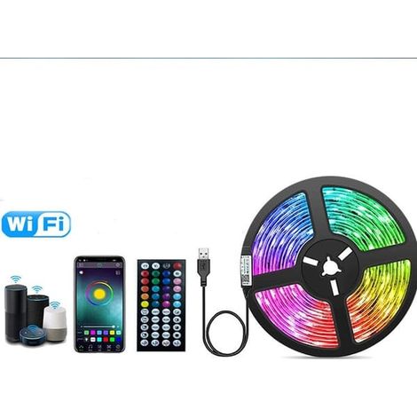 Bandeau lumineux LED USB avec 44 boutons pour contrôle à distance via application de décoration, idéal pour la maison, Noël et les décorations de fête, 5 m, 30 LED (1/5)