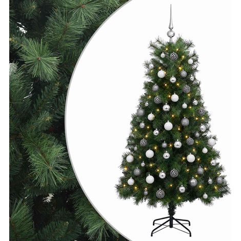 Albero di Natale artificiale con rami snodati e palline 240 cm vidaXL (1/5)