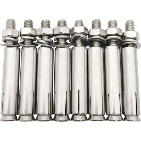 Lot de 8 Chevilles d'Ancrage Hexagonales M6 x 60mm en Inox 304, Boulons à Expansion pour Béton et Maçonnerie (1/5)