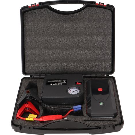 Démarreur de secours pour voiture avec gonfleur de pneus 150 PSI, lampe LED, port USB, 1600 A, 12000 mAh, affichage numérique portable et booster de batterie (1/5)