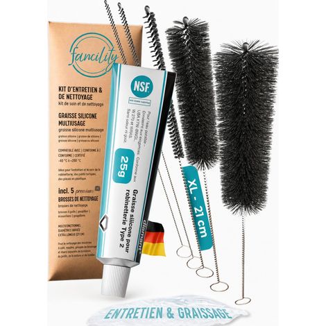 graisse silicone alimentaire 25 g pour machines à café et robinetterie, avec 5 brosses de nettoyage 21 cm, joints et groupe café (1/5)