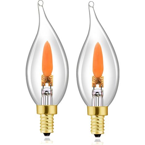 Ampoules LED effet flamme vacillante E12, 1 W, 100 lm, lot de 2, idéales pour Halloween et Noël. (1/5)