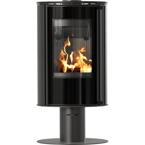 Kaminofen aus Stahl mit Sockel KRATKI ERIK Ø 150 5,5 kW schwarz Verkleidung (1/5)