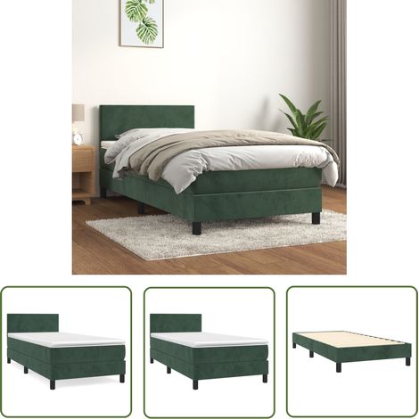 The Living Store Boxspringbett mit Matratze Dunkelgrün 80x200 cm Samt - Samtbett - Boxspringbett - Doppelbett - Bettenrahmen - Luxusbett (1/5)