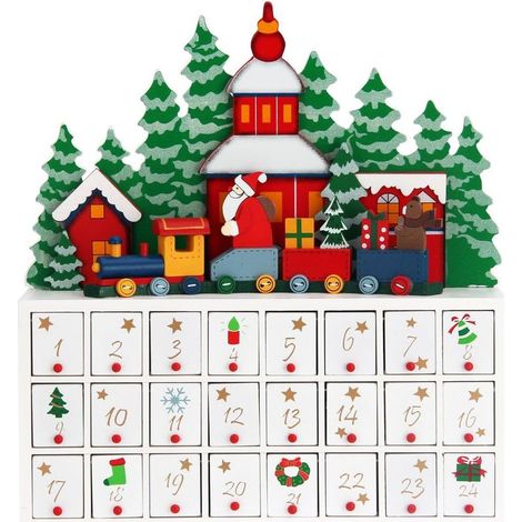 Calendario de Adviento "Paisaje" con cajones para rellenar individualmente - Calendario de Adviento original - Decoración navideña (1/5)