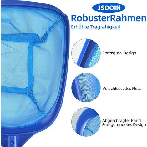 Jsdoin 161cm épuisettes de Surface pour Piscine, Filet de Piscine, épuisette Piscine avec 123CM Télescopique Réglable pour Nettoyer la Piscine, Spa, Source Chaude (1/4)