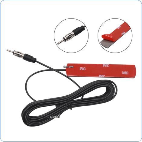 Antenne radio FM voiture moto haute amplification 5dBi patch pare-brise large bande 115x20mm récepteur stéréo (1/5)