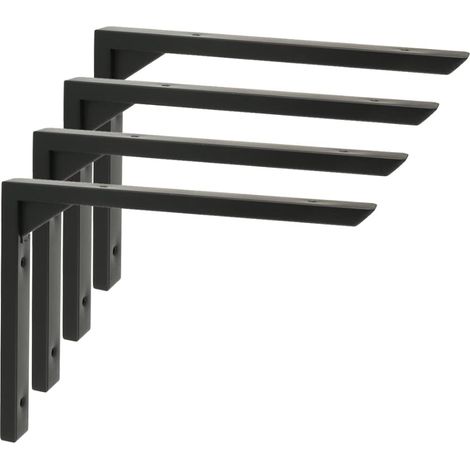 4 Pièces Support Étagère Murale Robustes de 20 CM, Equerre Etagere Murale à Angle, Supports d' Étagère Murale Noir en Acier Inoxydable