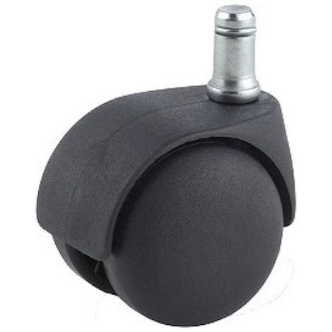 Roulette JUMELÉE pivotante Ø 35 mm NOIR à tige lisse 11x22 (1/2)