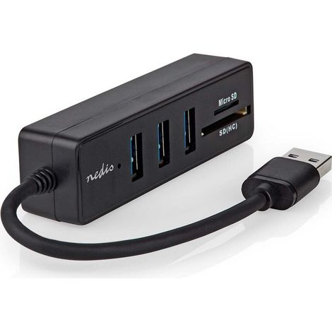 Nedis USB-Hub / USB-A Male / 3x USB A Female / 5-Port port(s) / USB 3.2 Gen 1 / Stromversorgung über USB / 5 Gbps / SD & MicroSD
