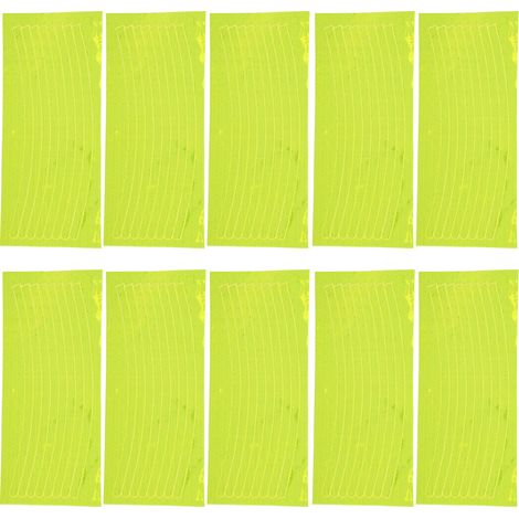 10 bandes réfléchissantes adhésives pour jantes de vélo, décorations de sécurité visibles la nuit, imperméables, jaunes (1/5)