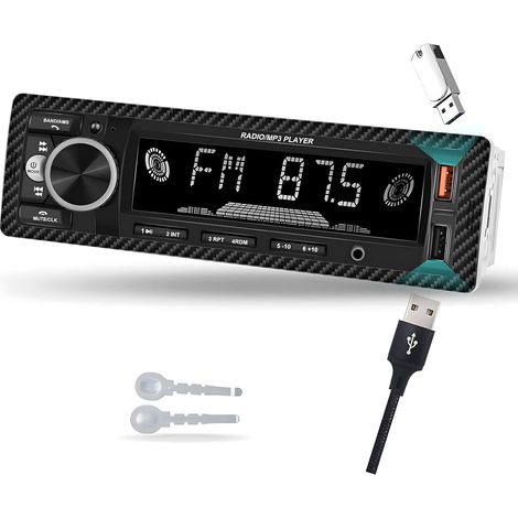 Autoradio Bluetooth 5.1 Main Libres Lecteur Multimédia 1 Din mit USB/AUX/EQ/RCA Audio Output FM Lecteur MP3 Poste Radio Voiture Récepteur avec Télécommande (1/5)