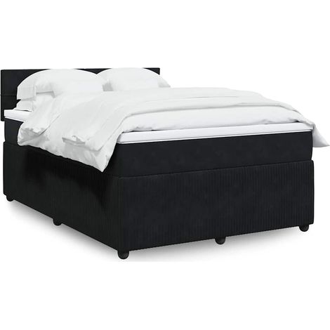 Boxspringbett mit Matratze Schwarz 160x200 cm Samt