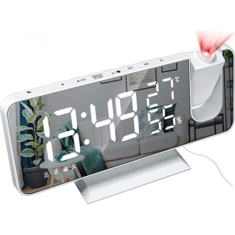 Digitaler LED-Wecker mit Projektion 180° und Radiowecker