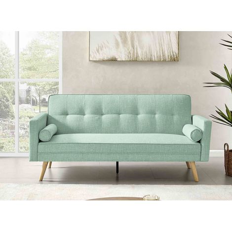 Deco In Paris – Banquette clic clac 3 places en tissu vert d'eau – Couchage 2 personnes – Dimensions 188x78x89 cm – Style scandinave moderne