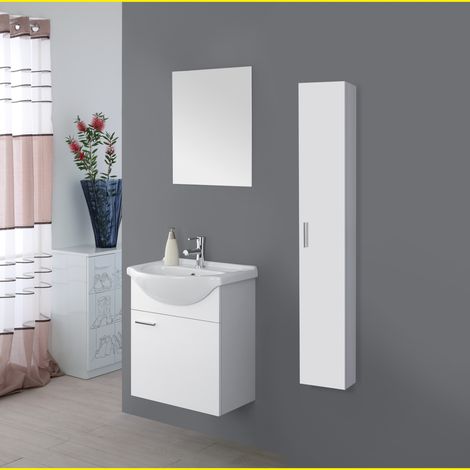 Composizione Bagno Sospesa 1 Anta mod. Stella cm 56 - Colore Bianco (1/6)