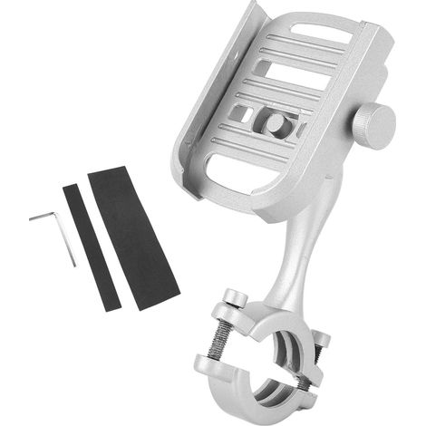 GARRYFIZH Support de téléphone pour moto en alliage d'aluminium, rotation à 360°, compatible avec la plupart des téléphones, style argenté