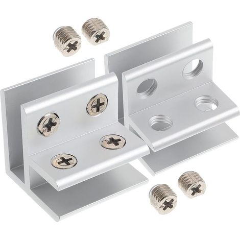 Pince de Verre Résistant la Corrosion Angle 90 Degrés en Alliage D'aluminium Argenté Lot de 2 Pièces pour Balustrades et Vitrines D'exposition (1/5)