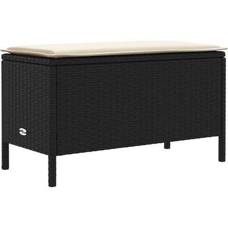 Garden Footstool Black and Cream 80 x 38 x 45 cm PE Rattan vidaXL