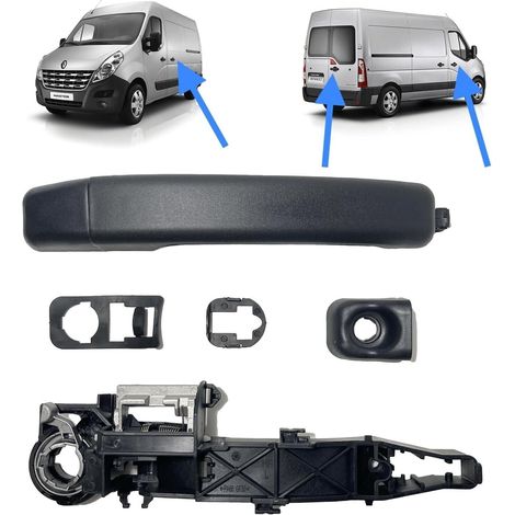 1 - Mécanisme Intérieur - Poignée De Porte - Pour Porte Avant Droite Ou Coulissante Gauche Ou Arrière - Compatible Renault Master 3 Opel Movano B Nissan NV400 - Noir (1/4)