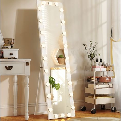 Specchio da terra LED 150 x 40 cm, 24 lampadine, 3 colori, bianco DESVIAE (1/5)
