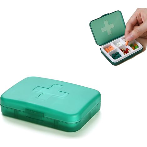 Pilulier hebdomadaire, pilulier portable à 6 compartiments, pilulier journalier pour 6 jours, peut contenir des médicaments, des produits de santé ou de petits accessoires. (1/5)