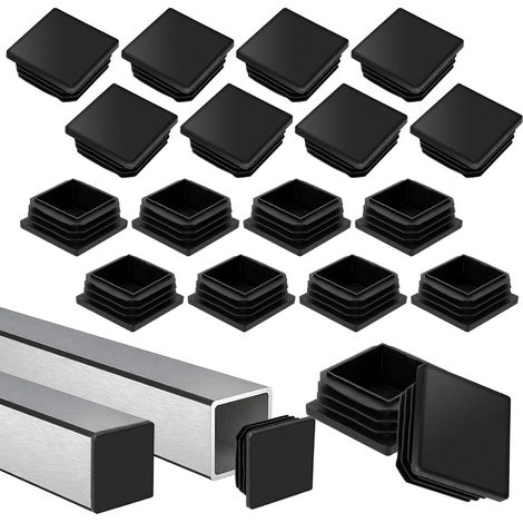 Bouchons Tube Carré 40x40mm - Lot de 20 - Plastique Noir Robuste - Protection Anti-Rayures - Pour Chaises Tables Étagères - 40x40 mm (1/5)