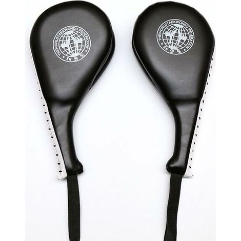 1 paire de raquettes de frappe doubles en cuir pour l'entraînement au taekwondo, à la boxe et au karaté (noir) (1/5)