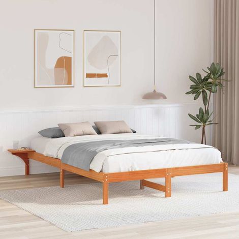 Cadre de lit-Structure de lit Brun cire 160 x 200 cm Pin massif 608076 (1/5)