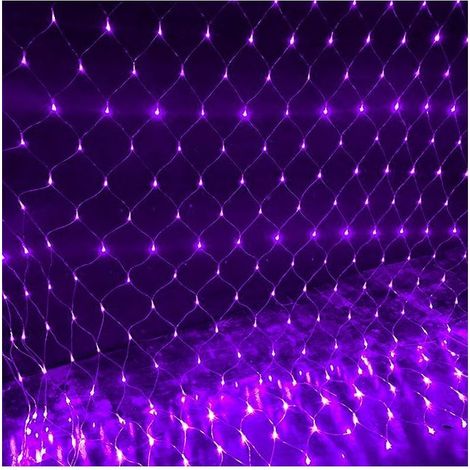 Guirlande Lumineuses Filet,96 LED Filet Lumineux 1,5M X 1,5M 8 Modes énergie étanche,Dimmable pour Chambre Noël Mariage Soirée Maison Jardin,Violet