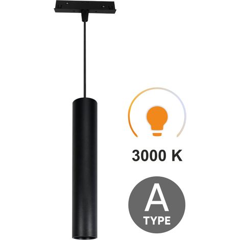Lámpara colgante LED tubular negra de 10 W, 3000 K, tipo A, cálida, para rieles magnéticos SMART TRACK de 48 V CC. (1/5)