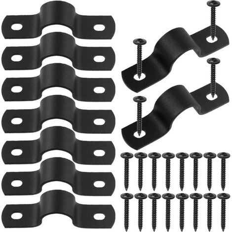 Packung mit 10 zweilochigen 15-mm-U-förmigen Schlauchschellen mit einem Set aus 20 selbstschneidenden Schrauben, U-förmigen Schlauchschellen, Metallschlauchschellen, Schlauch- oder Kabelschellen