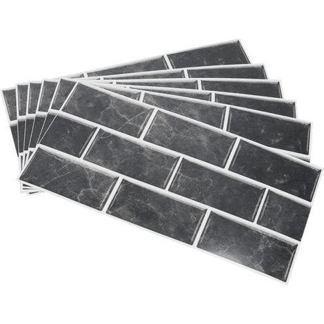 Lot de 6 stickers muraux imitation carrelage, résistants à l'huile, en PVC auto-adhésif, pour la maison (1/5)