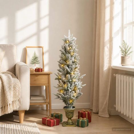 vidaXL Mini sapin de Noël enneigé 120 cm 100 LED Blanc chaud PVC et PE (1/5)
