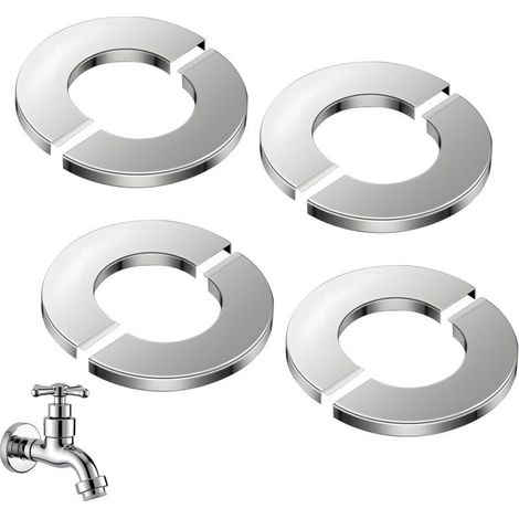 Lot de 4 Chromées Rosasse Ouvrante Robinetterie, 26 mm Inner Diameter Cache-Tuyaux en Acier Inoxydable Divisés en Deux Parties pour Protection des Tuyaux Tuyau de Douche Cuisine Salle de Bain (1/5)