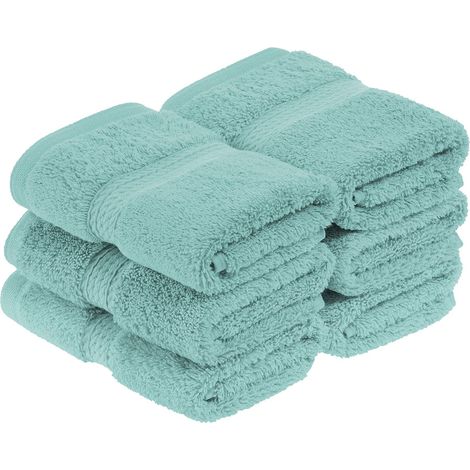 Lot de 6 Serviettes de Toilette en Coton Ultra Douces en Peluche épaisse et absorbantes, pour Salle de Bain d'invités, hôtel, Spa, Salle de Bain à Domicile, Douche, Turquoise (1/5)
