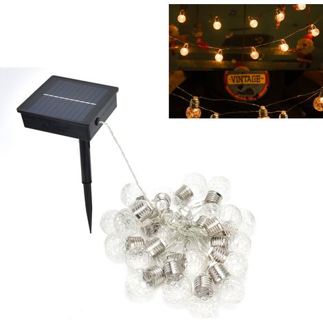 Solarbetriebene LED-Lichterkette für Terrassen, Rasenflächen und Gärten Solar-Lichterkette mit Ananas-Glühbirnen und Fernbedienung, 6 m x 20 Glühbirnen, warmweißes Licht, Modell mit Fernbedienung. (1/5)