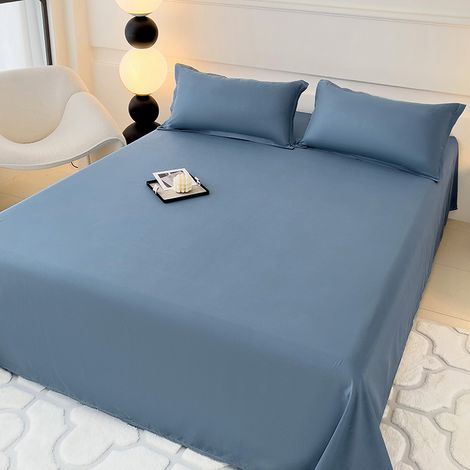 3-teiliges Bettwäsche-Set Dunkelblau – Weiche Baumwolle im Instagram-Stil, schlichte Unifarben für Einzel- oder Doppelbett (Bettbezug 220x230 cm + 2 Kissenbezüge)-lsw