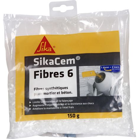 Sika – Fibres structurelles micro-synthétiques – 6 mm – 150 g pour béton armé – Améliore la cohésion et la résistance aux chocs