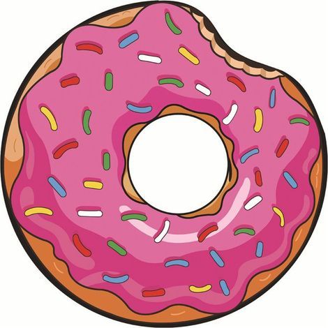 Beach towel - Circular - Printed donuts - Multicolored - 150 cm