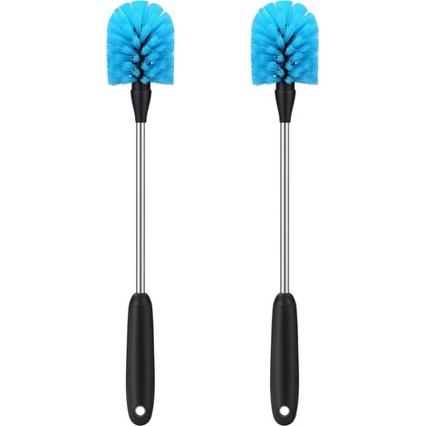 Brosse pour bouteille d'eau en acier inoxydable, brosse à long manche, spécialement conçue pour les bouteilles et les biberons, lot de 2, 15 pouces.