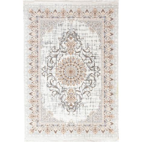 Tapis oriental tissé Saffron Sensations  - 200x100cm, Rectangular - 80% Polyester, 20% Coton - Tissé - Crème