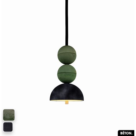 Lampe de suspension en béton velours - BOSFOR CONCRETE VELVET ASPERGE - ANTHRACITE 2 BALLES LED 14W (1/2)