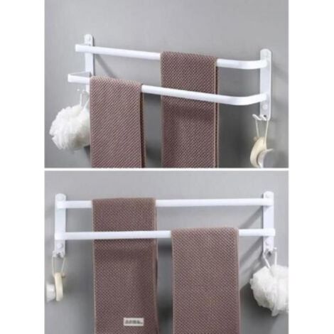 Porte-Serviettes - Aluminium Spatial Anodisé - Salle De Bain Cuisine Salon De Coiffure - 60 cm - 2 Niveaux - Blanc (1/5)