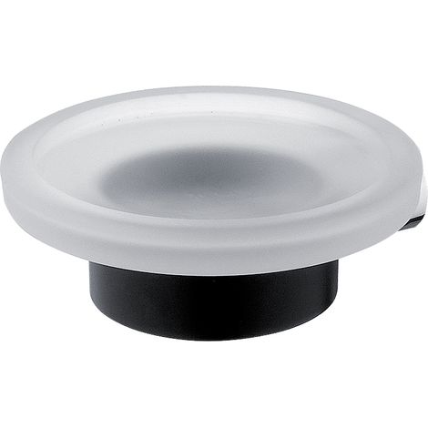 Porte Savon Mural Verre Satiné, Avec Fixation Noire Mate et Chrome, Nava Nimco (1/5)